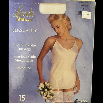 Levante Bridal Sensuality Bianco 2 Medium Lace Top Stockings Original Package